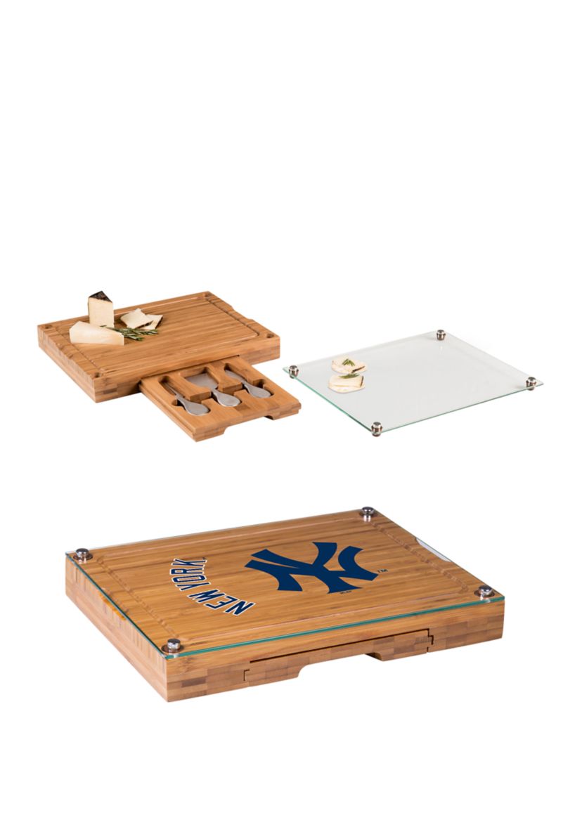 MLB New York Yankees Concerto Glass Top Cheese Cutting Board & Tools Set
