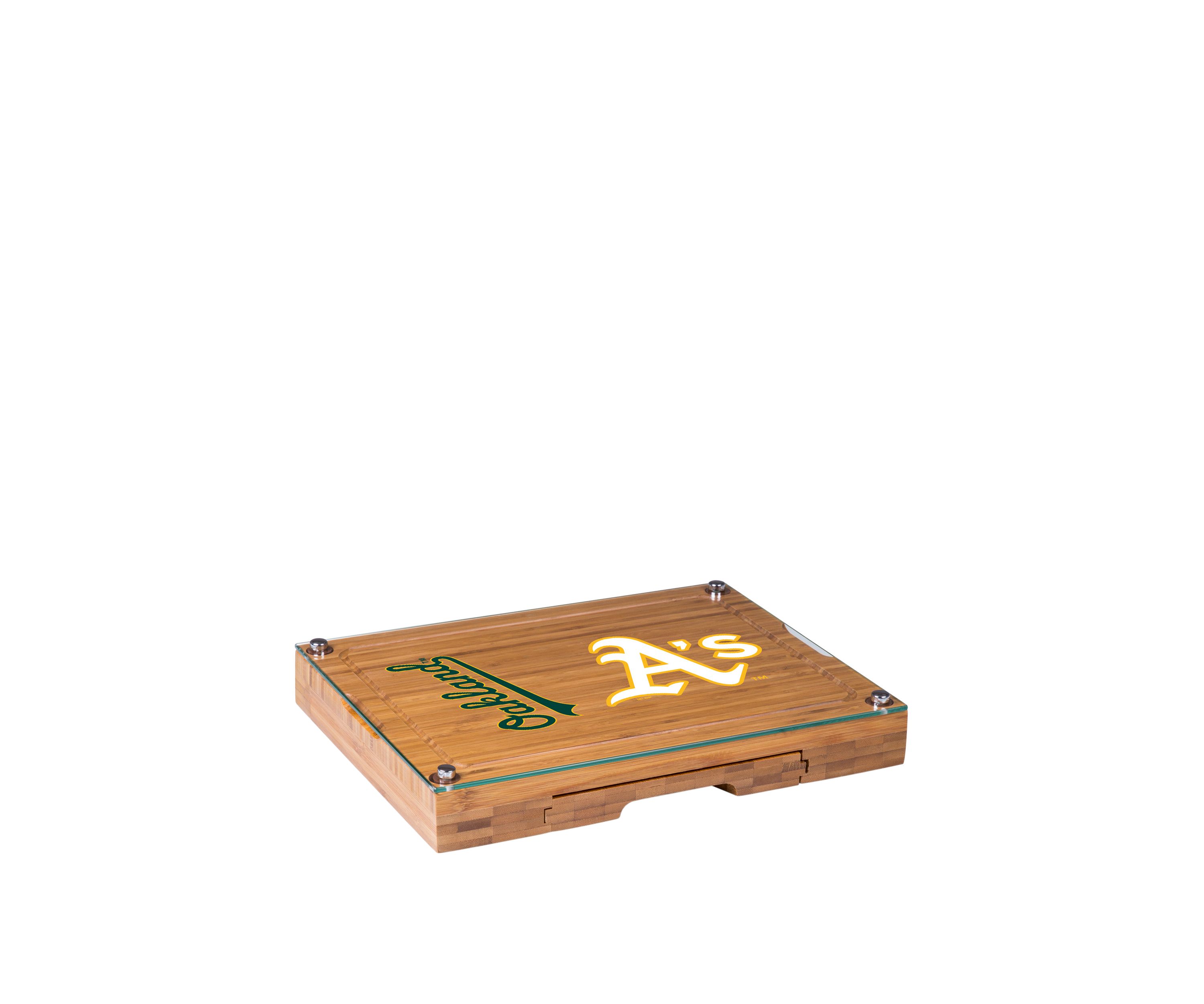 MLB Oakland Athletics Concerto Glass Top Cheese Cutting Board & Tools Set