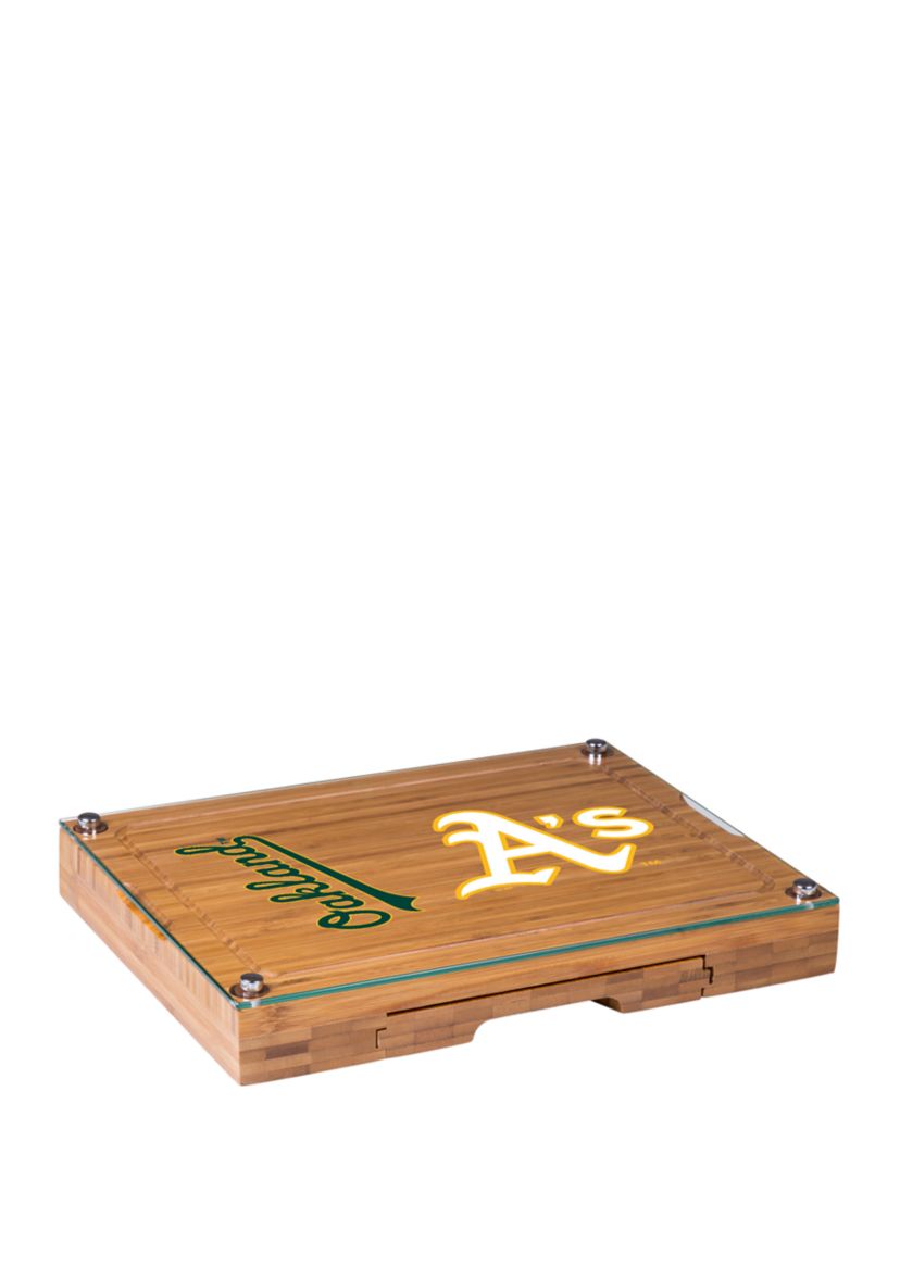 MLB Oakland Athletics Concerto Glass Top Cheese Cutting Board & Tools Set