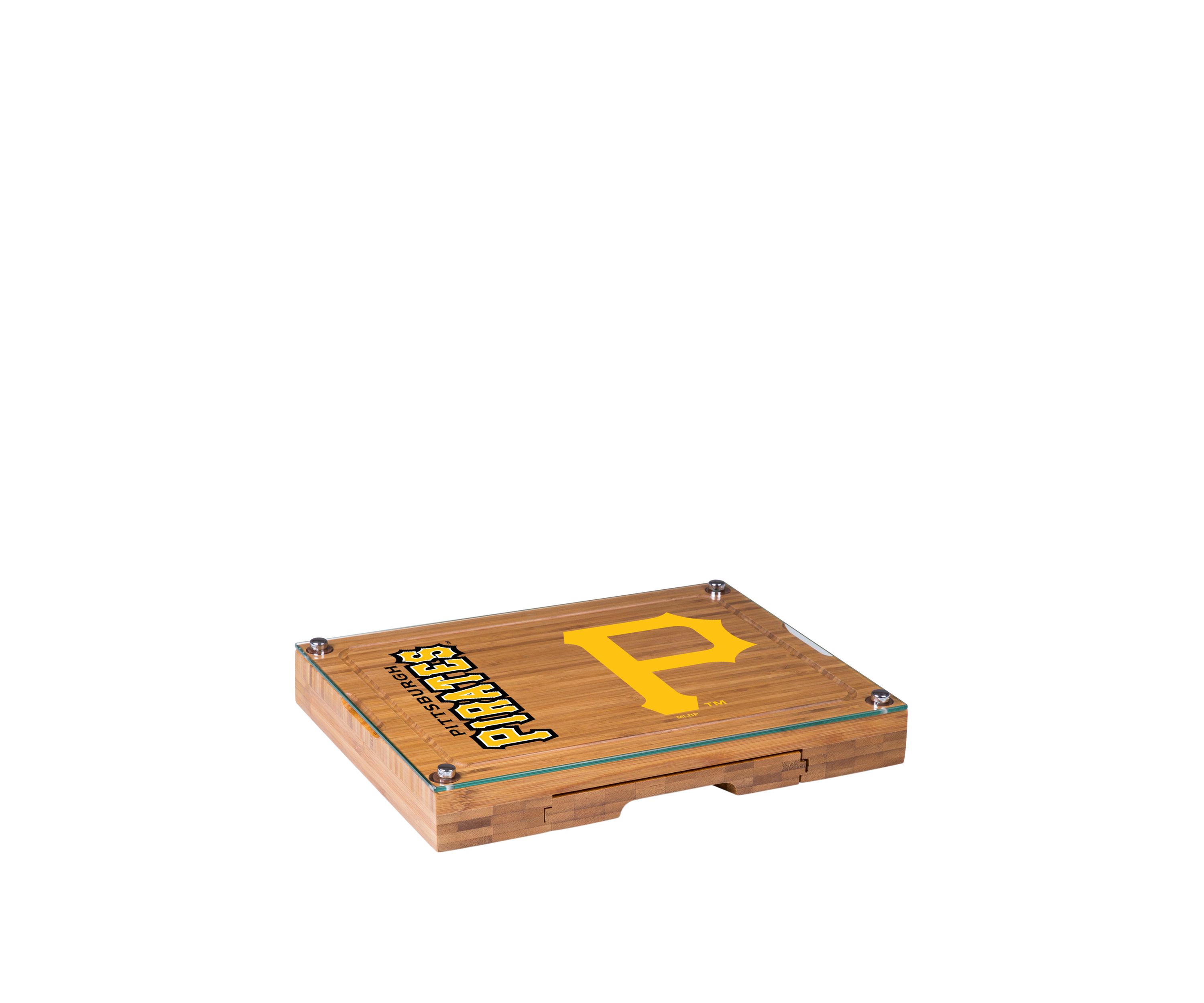 MLB Pittsburgh Pirates Concerto Glass Top Cheese Cutting Board & Tools Set
