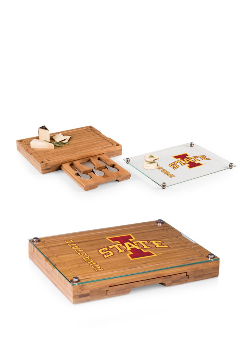 NCAA Iowa State Cyclones Concerto Glass Top Cheese Cutting Board & Tools Set