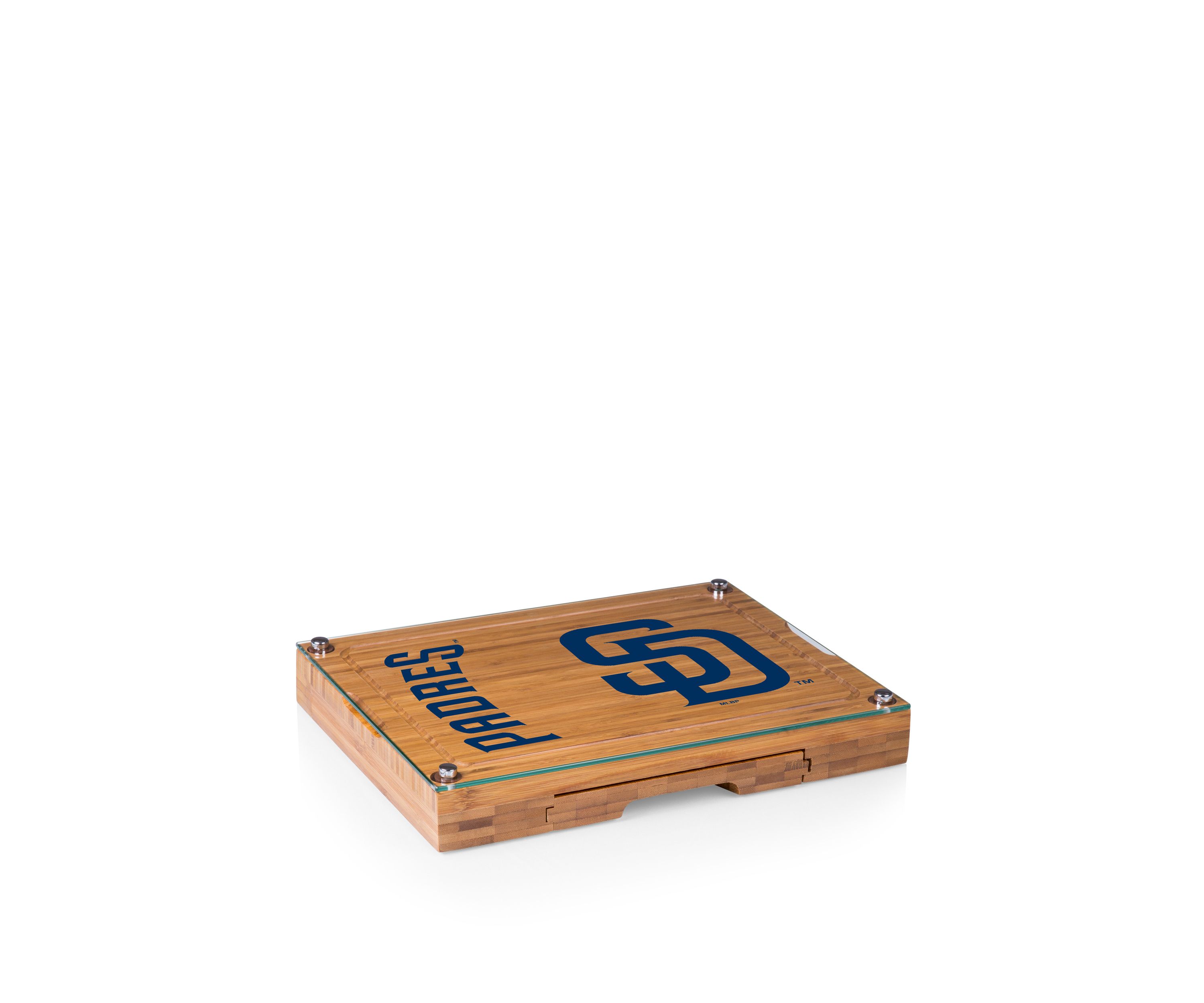 MLB San Diego Padres Concerto Glass Top Cheese Cutting Board & Tools Set