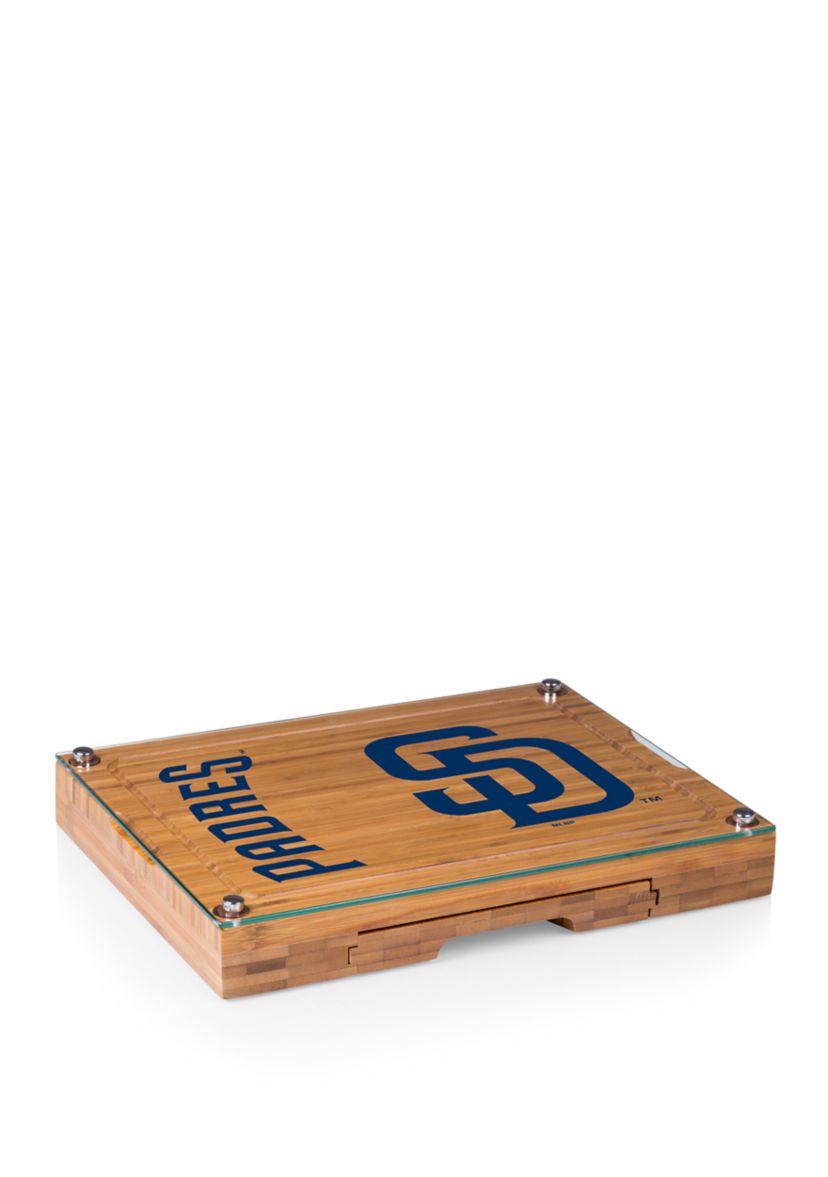 MLB San Diego Padres Concerto Glass Top Cheese Cutting Board & Tools Set