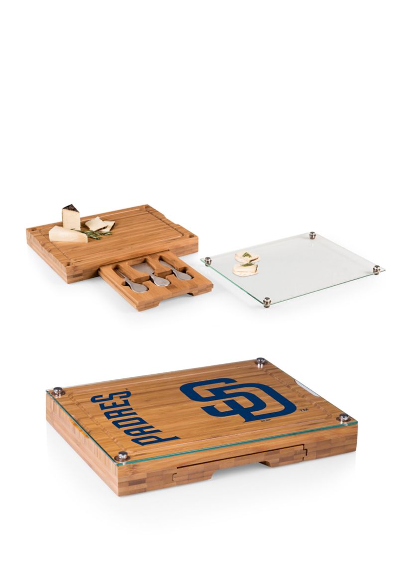 MLB San Diego Padres Concerto Glass Top Cheese Cutting Board & Tools Set