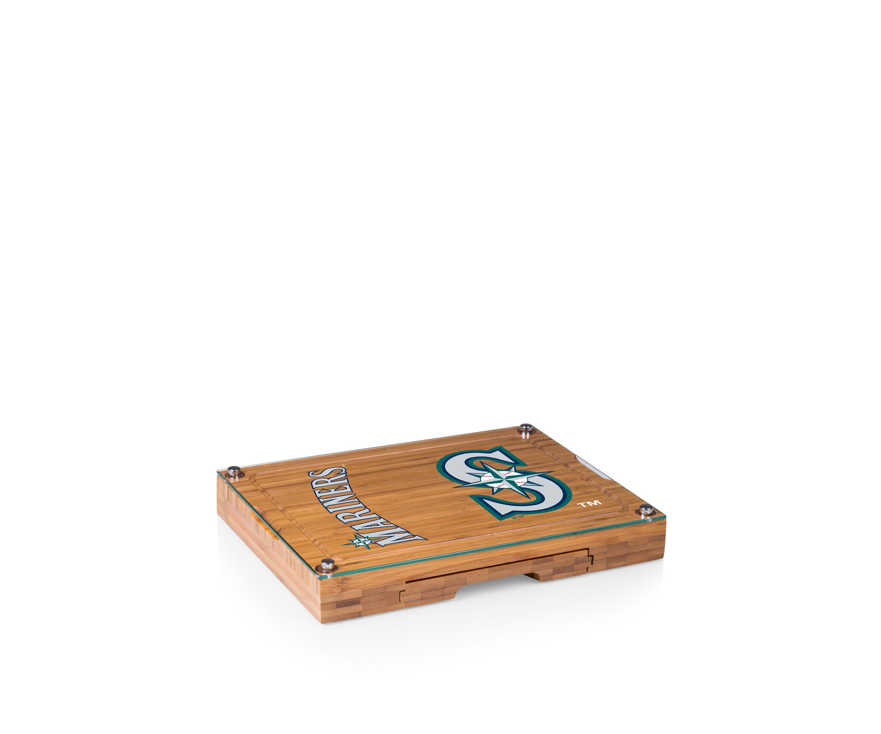 MLB Seattle Mariners Concerto Glass Top Cheese Cutting Board & Tools Set