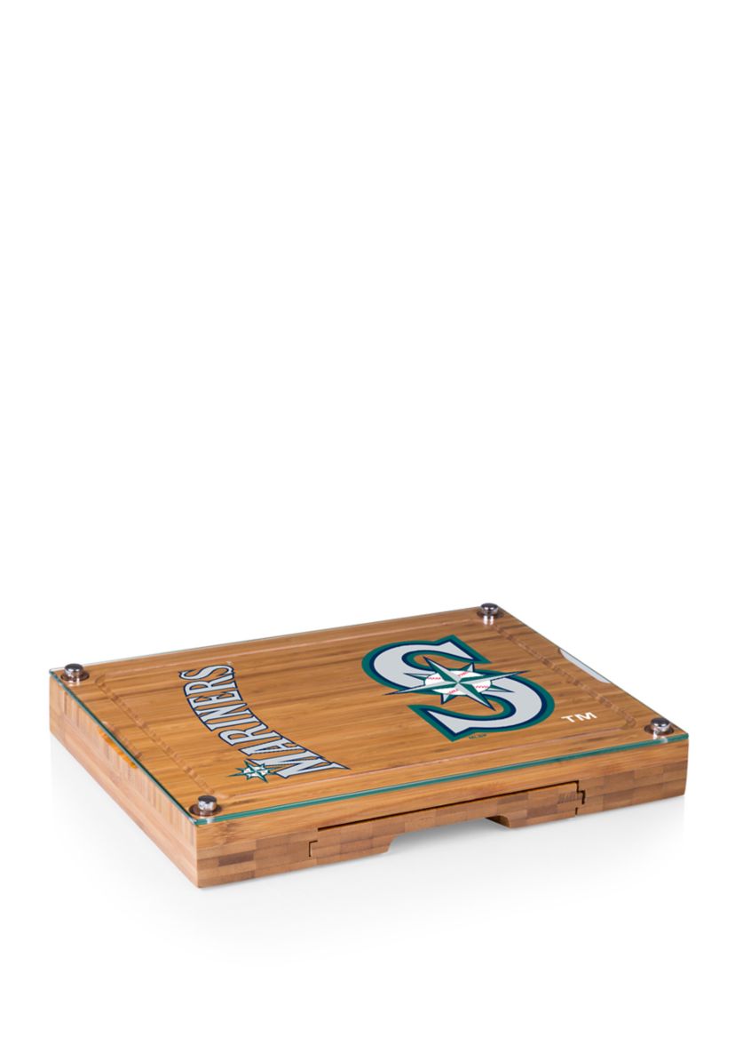 MLB Seattle Mariners Concerto Glass Top Cheese Cutting Board & Tools Set