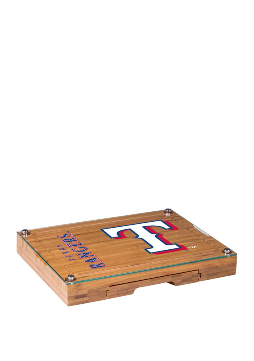 MLB Texas Rangers Concerto Glass Top Cheese Cutting Board & Tools Set