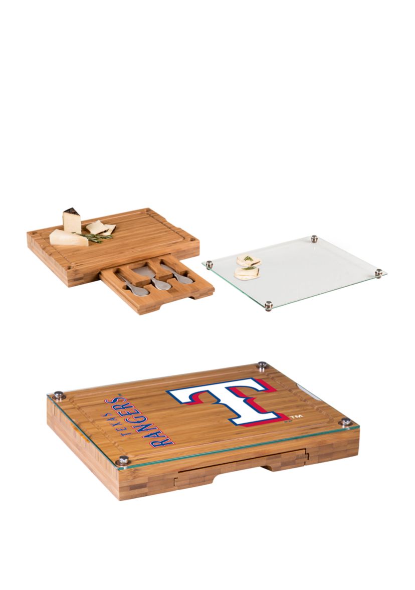 MLB Texas Rangers Concerto Glass Top Cheese Cutting Board & Tools Set