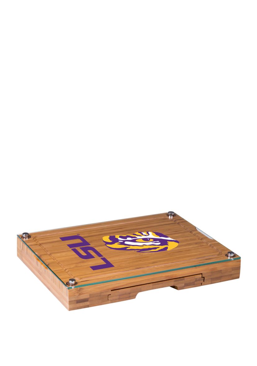 NCAA LSU Tigers Concerto Glass Top Cheese Cutting Board & Tools Set
