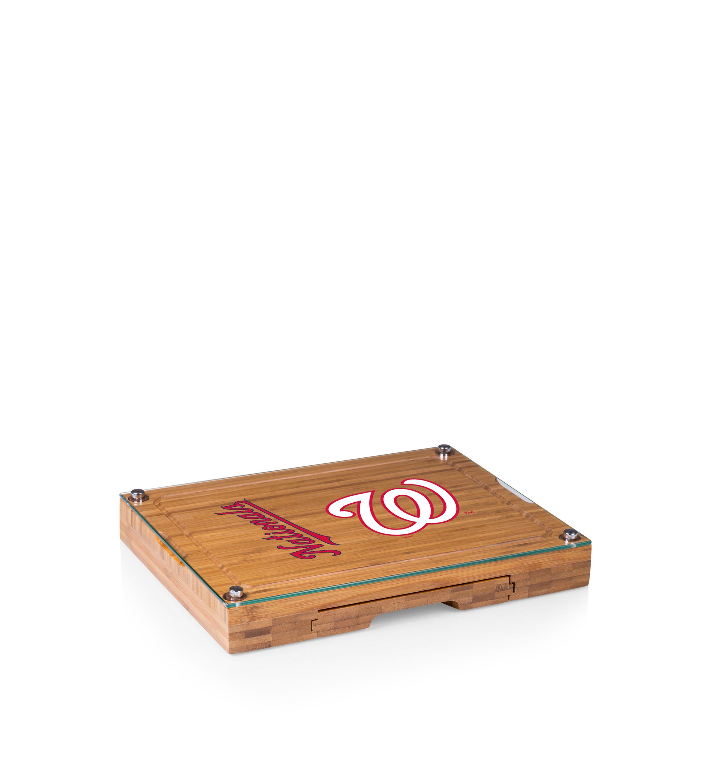 MLB Washington Nationals Concerto Glass Top Cheese Cutting Board & Tools Set