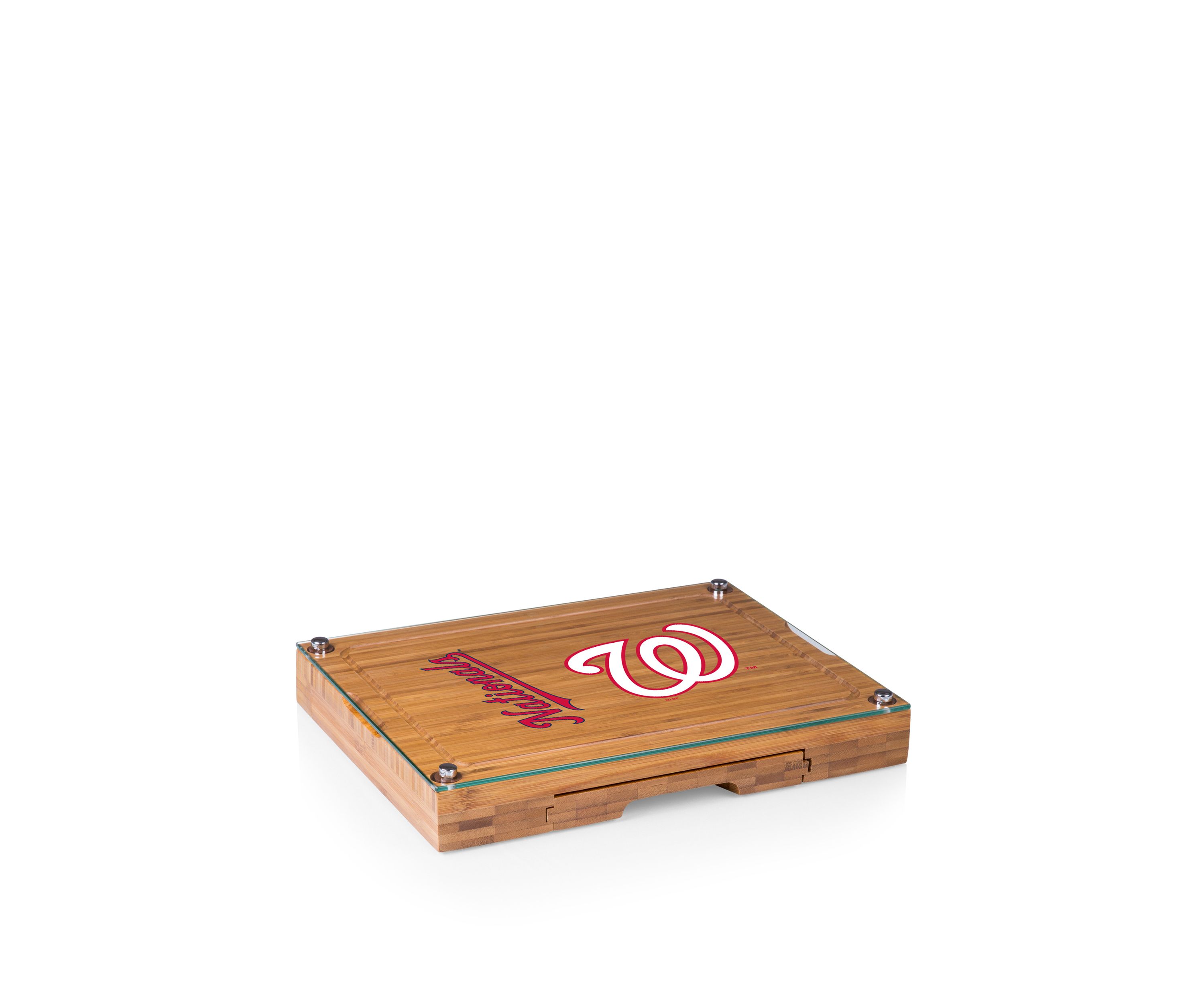 MLB Washington Nationals Concerto Glass Top Cheese Cutting Board & Tools Set