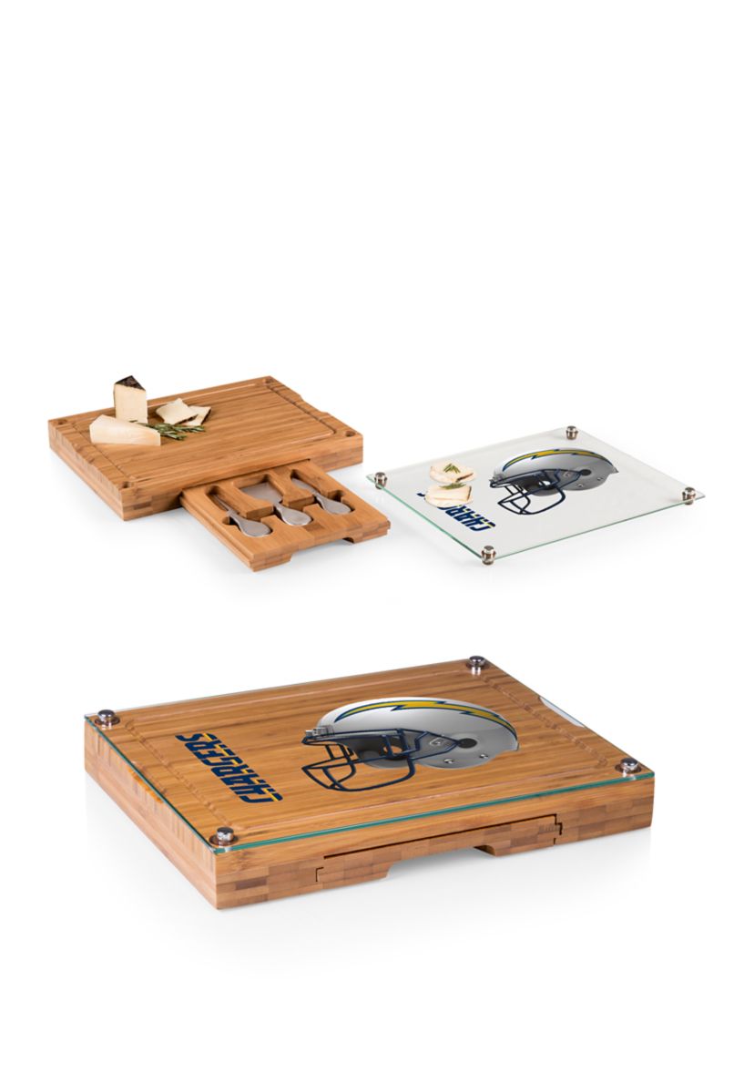 NFL Los Angeles Chargers Concerto Glass Top Cheese Cutting Board & Tools Set