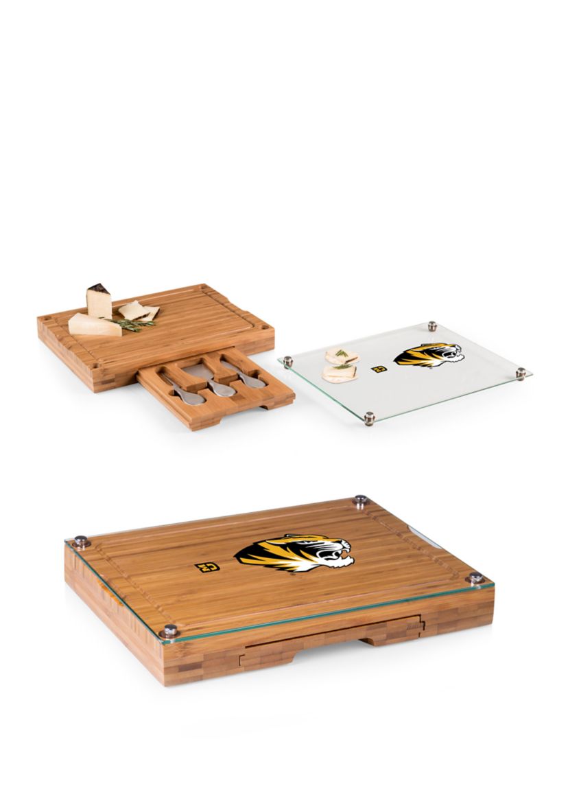 NCAA  Mizzou Tigers Concerto Glass Top Cheese Cutting Board & Tools Set