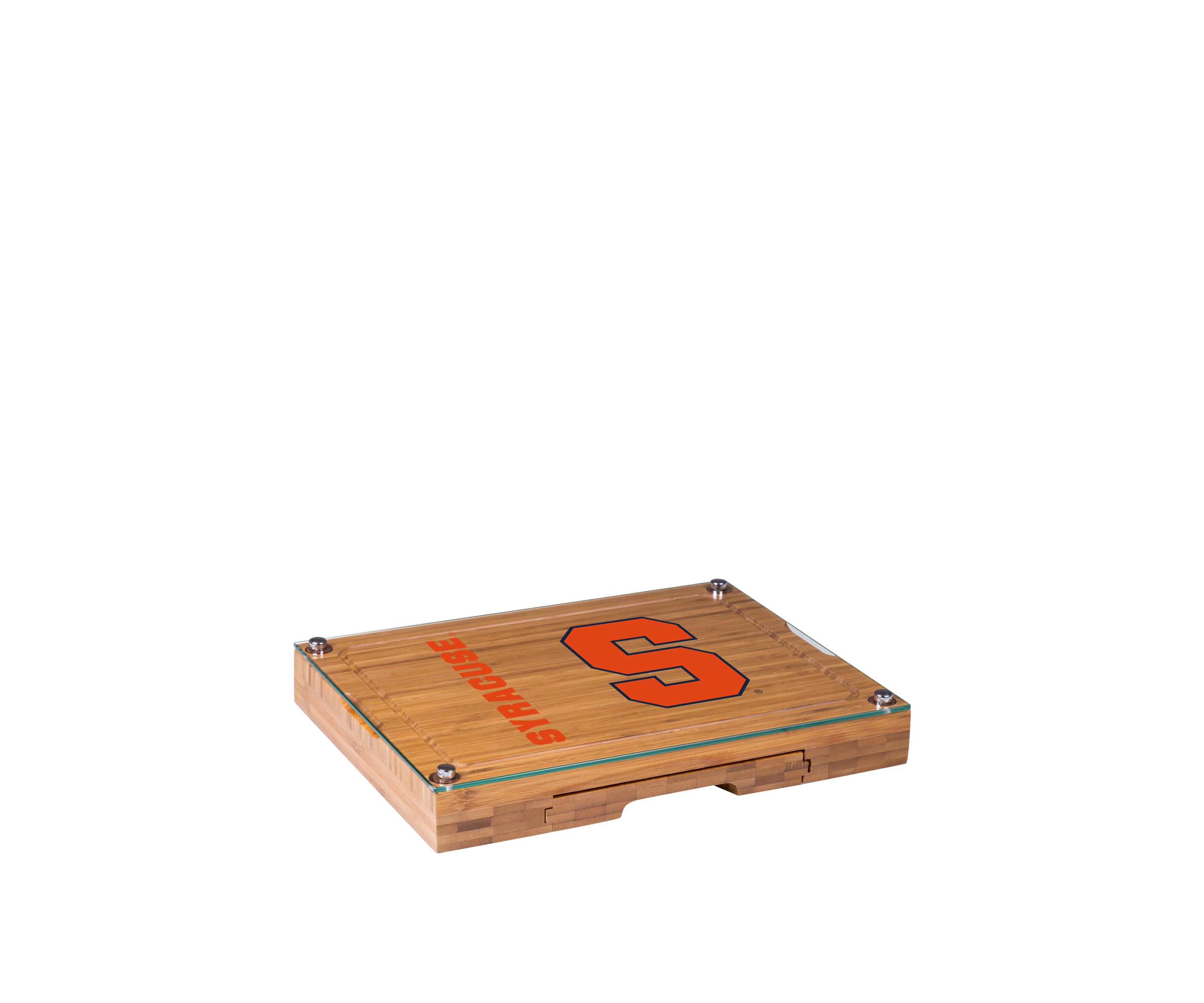 NCAA Syracuse Orange Concerto Glass Top Cheese Cutting Board & Tools Set