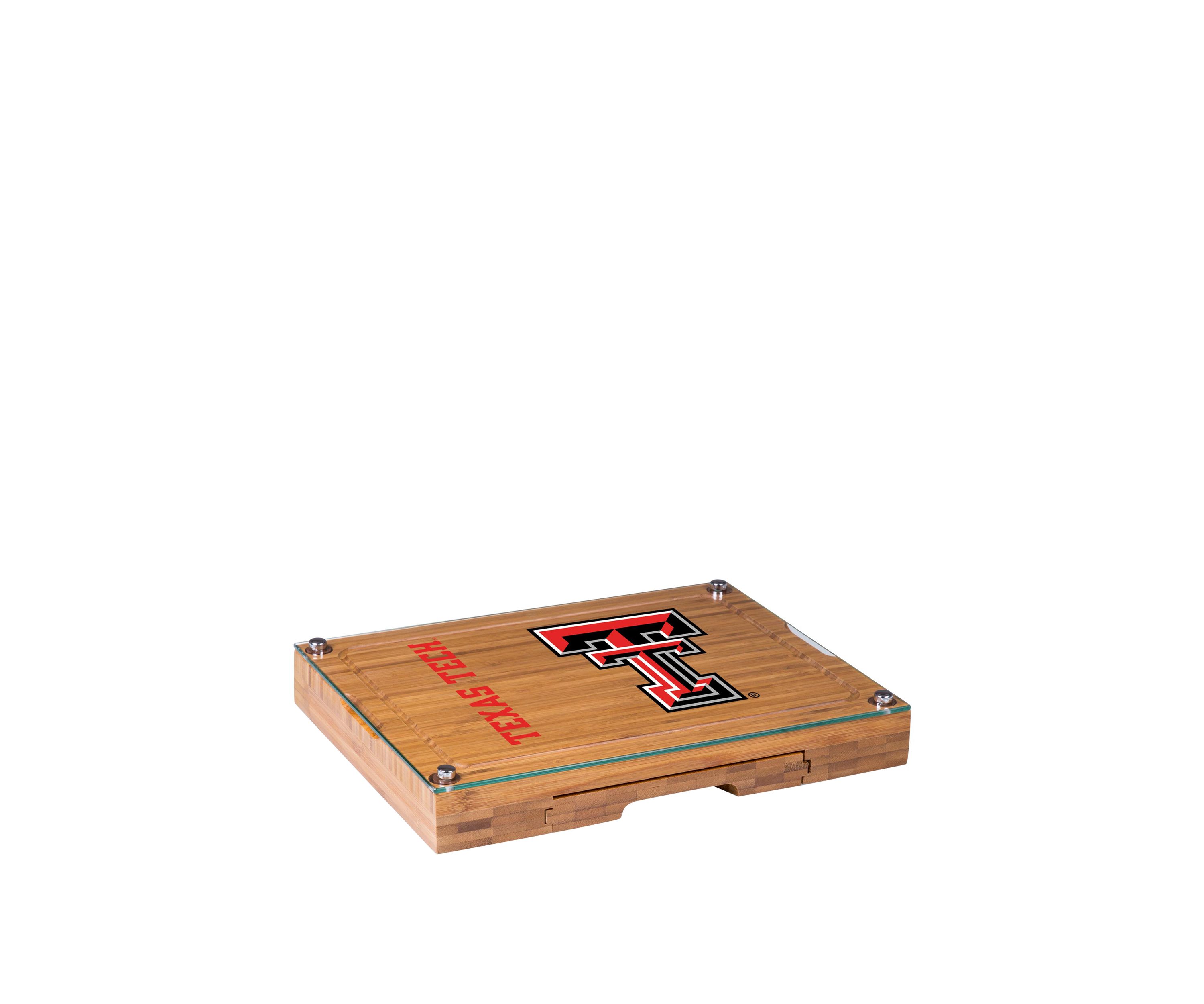 NCAA Texas Tech Red Raiders Concerto Glass Top Cheese Cutting Board & Tools Set