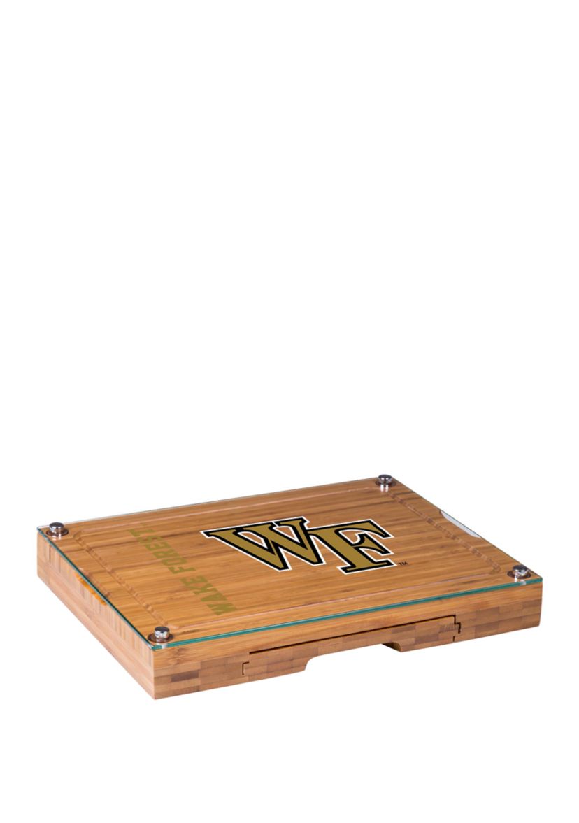 NCAA Wake Forest Demon Deacons Concerto Glass Top Cheese Cutting Board & Tools Set