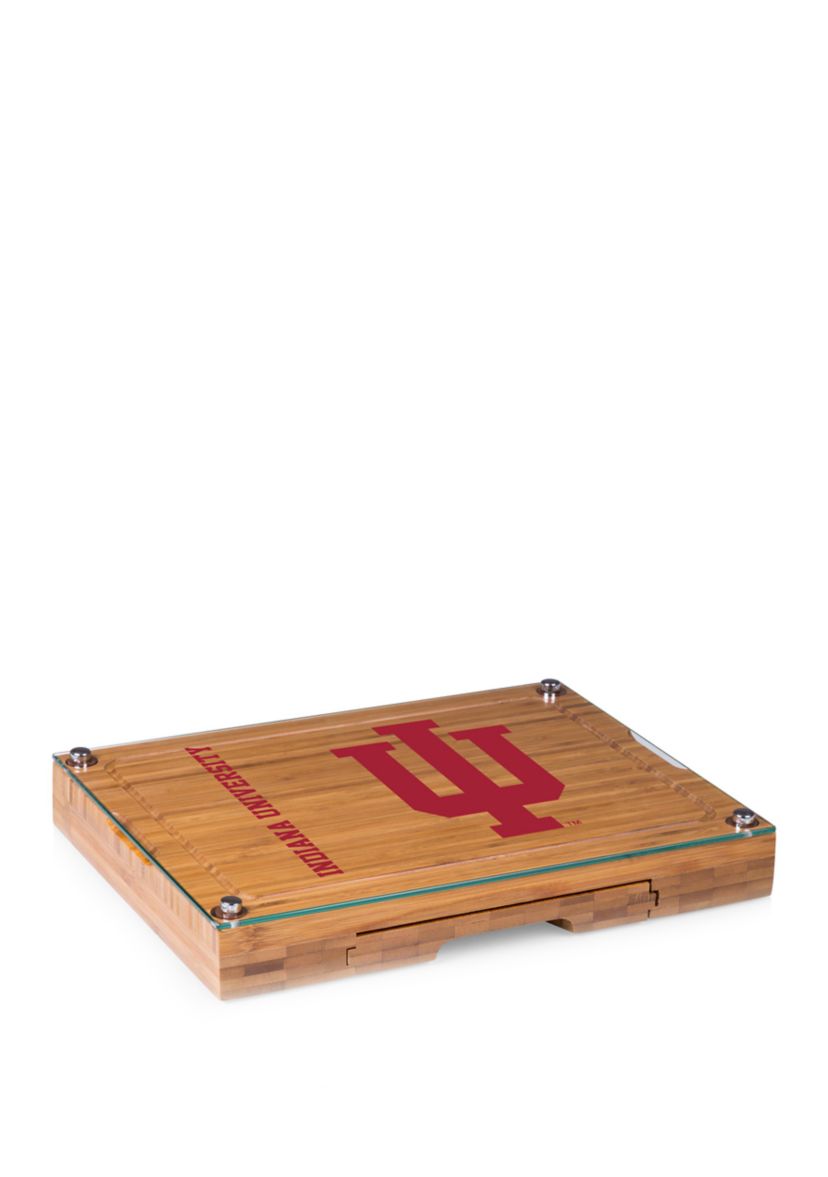 NCAA Indiana Hoosiers Concerto Glass Top Cheese Cutting Board & Tools Set
