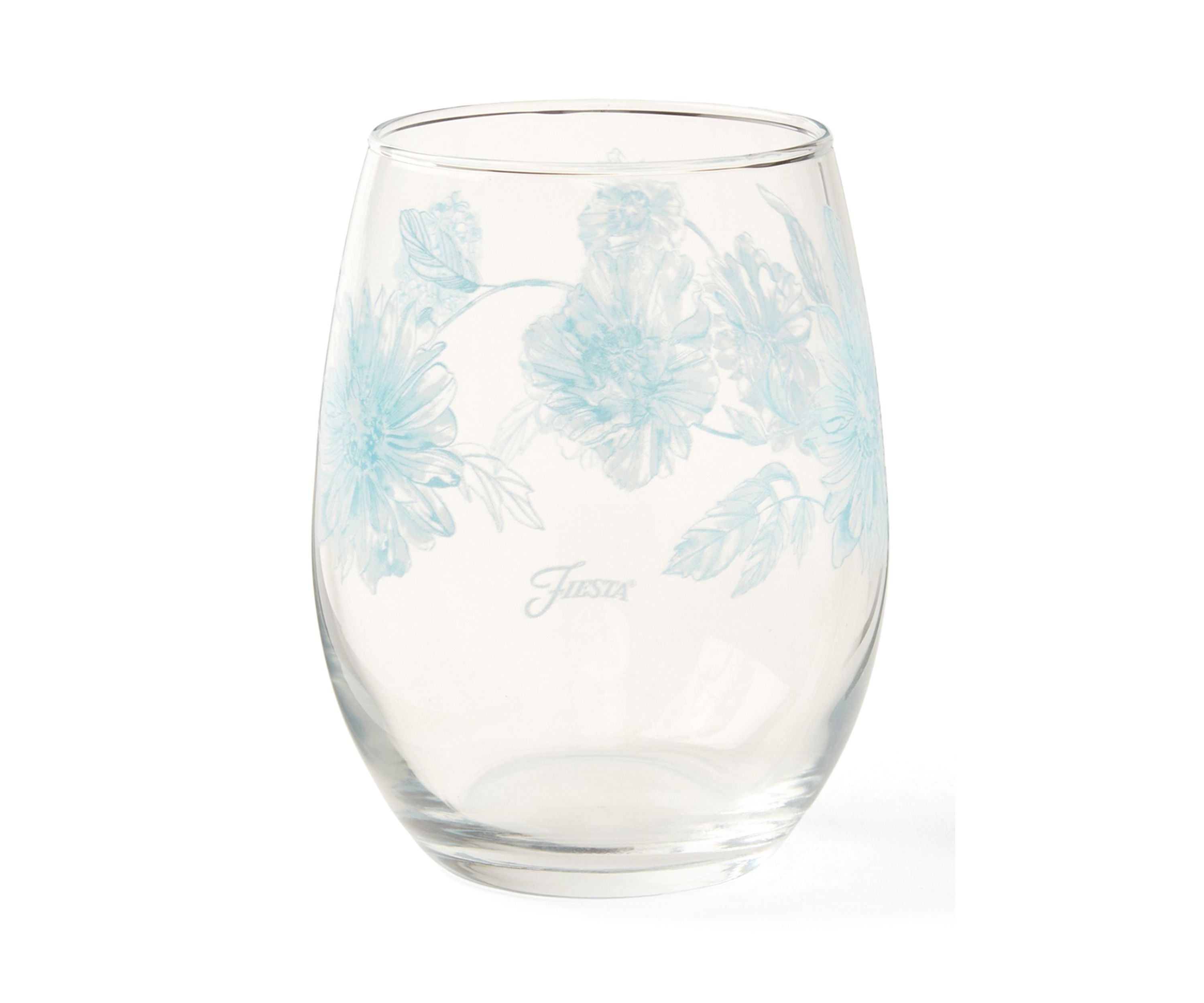  Botanical Floral 15-Ounce Stemless Wine Glass 