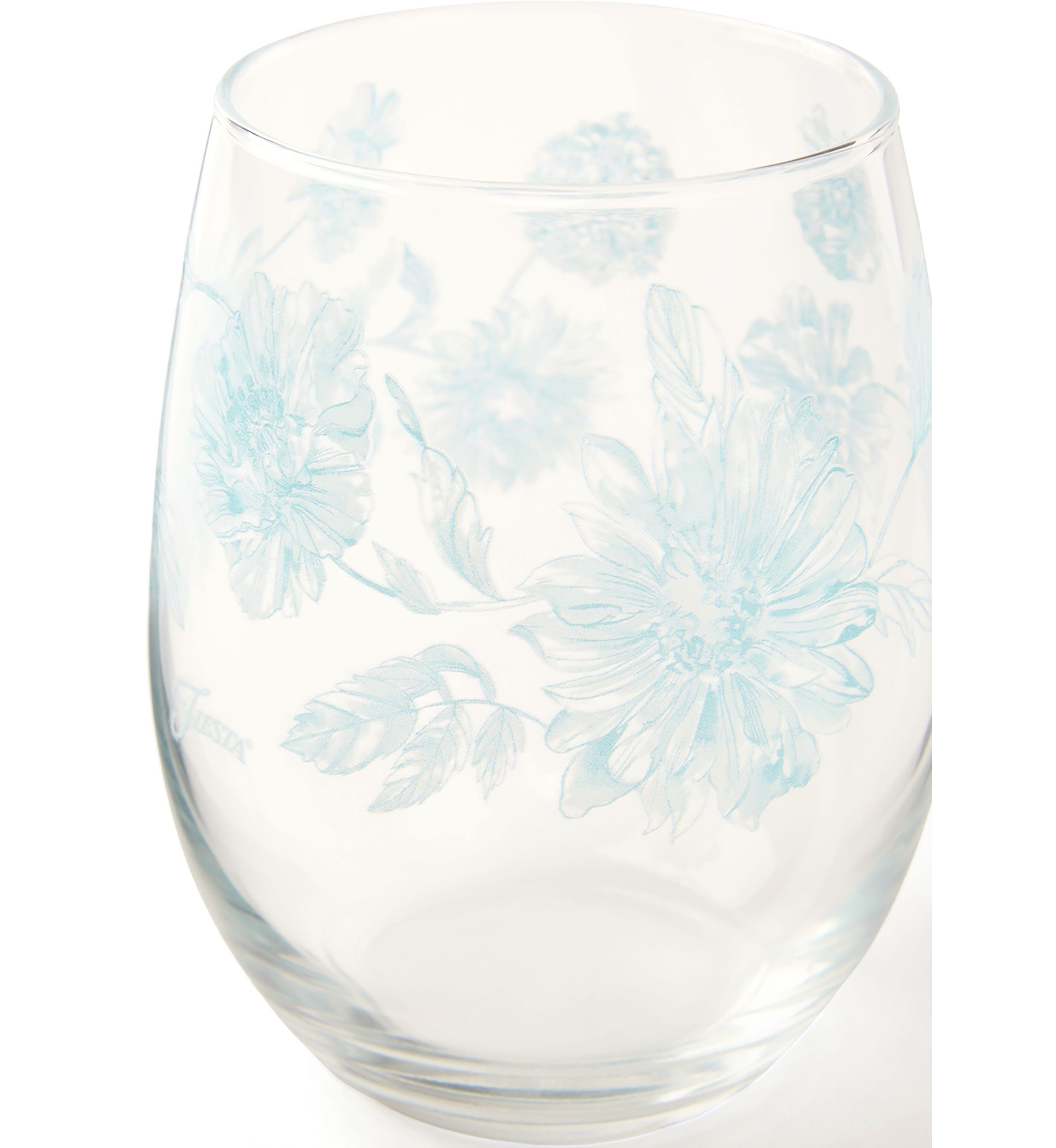  Botanical Floral 15-Ounce Stemless Wine Glass 