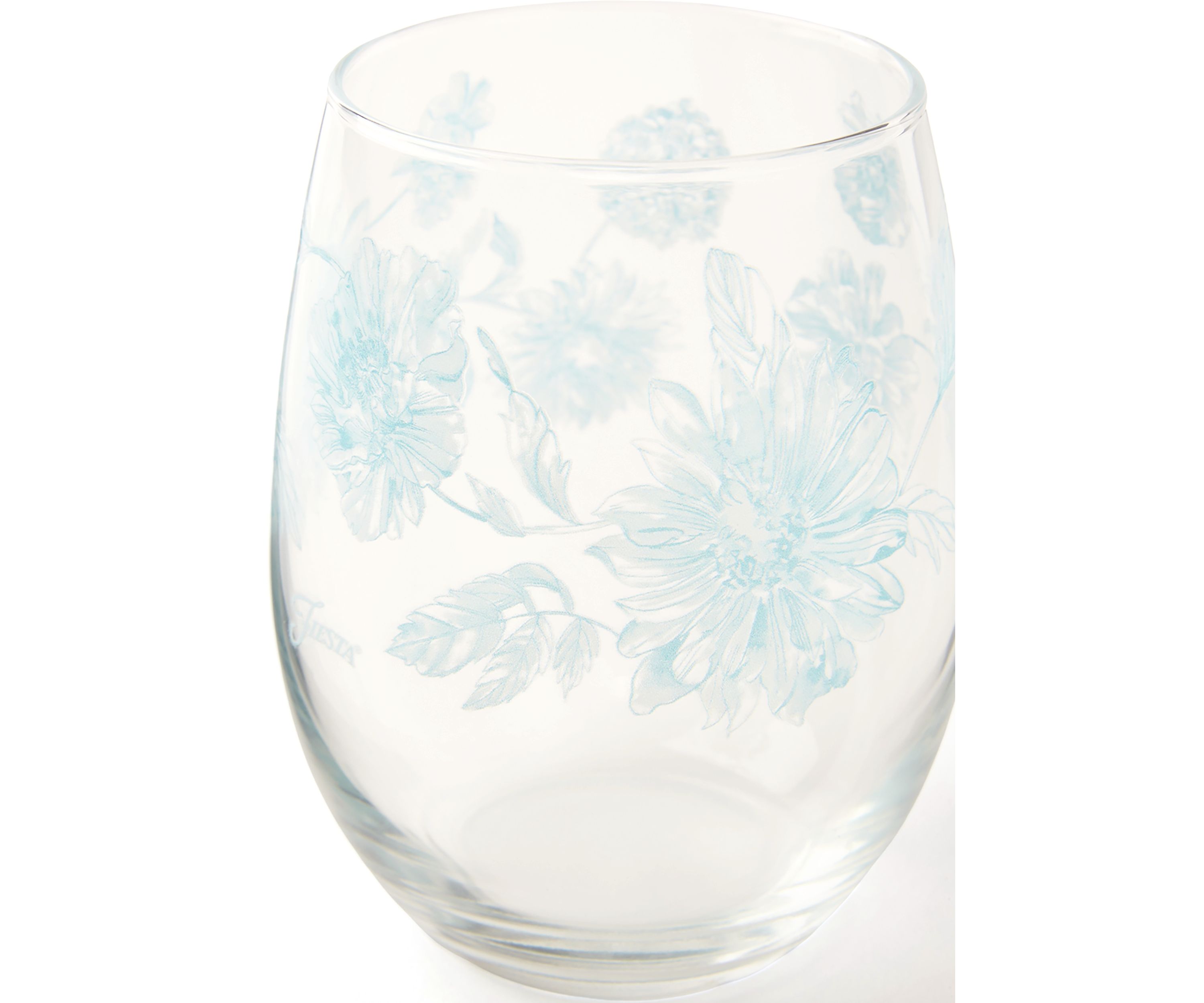  Botanical Floral 15-Ounce Stemless Wine Glass 