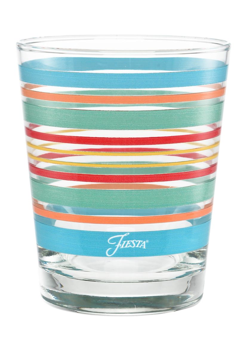  Rainbow Radiance Stripes 15 Ounce Tapered Double Old Fashioned Glass
