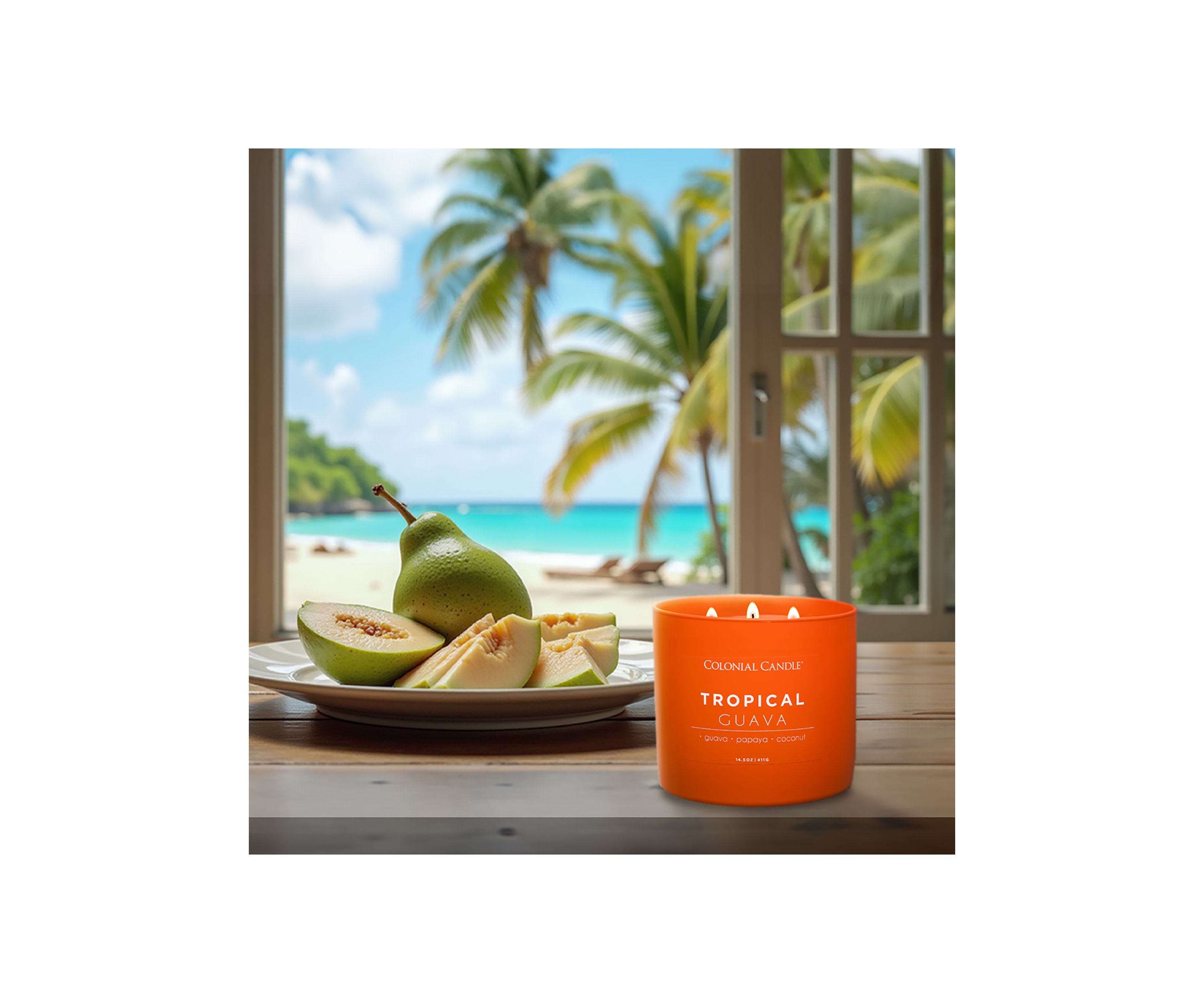 Pop of Color Tropical Guava Scented Candle