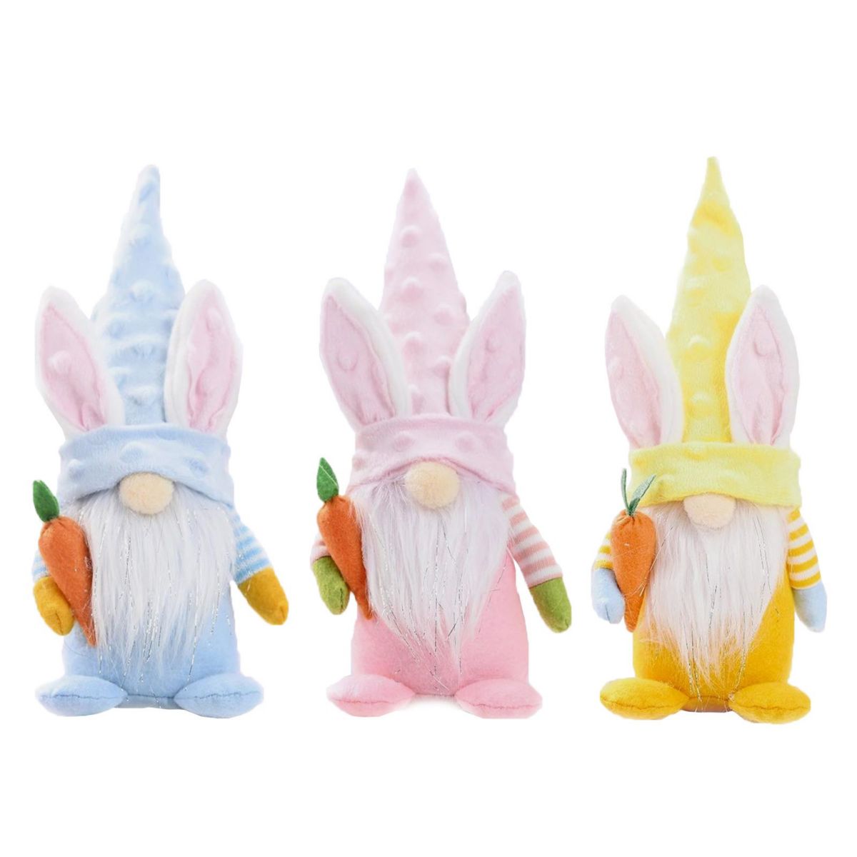 10" Easter Gnomes with Carrot, Set of 3