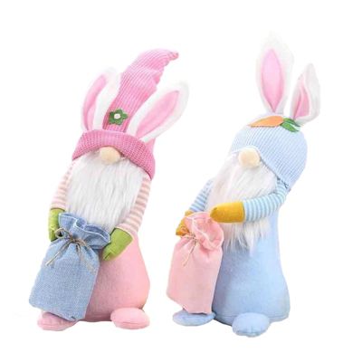 16" Pink and Blue Bunny Gnomes, Set of 2