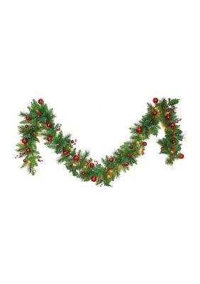 10 Inch by 9 Foot Garland with Red Balls