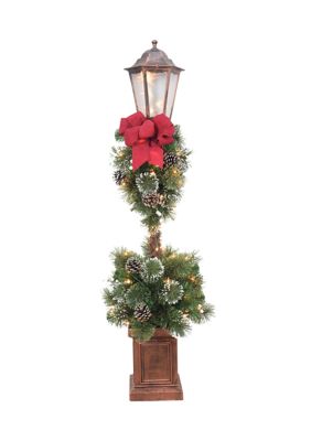 Santa's Workshop 4 Foot Lamp Post with Big Red Bow