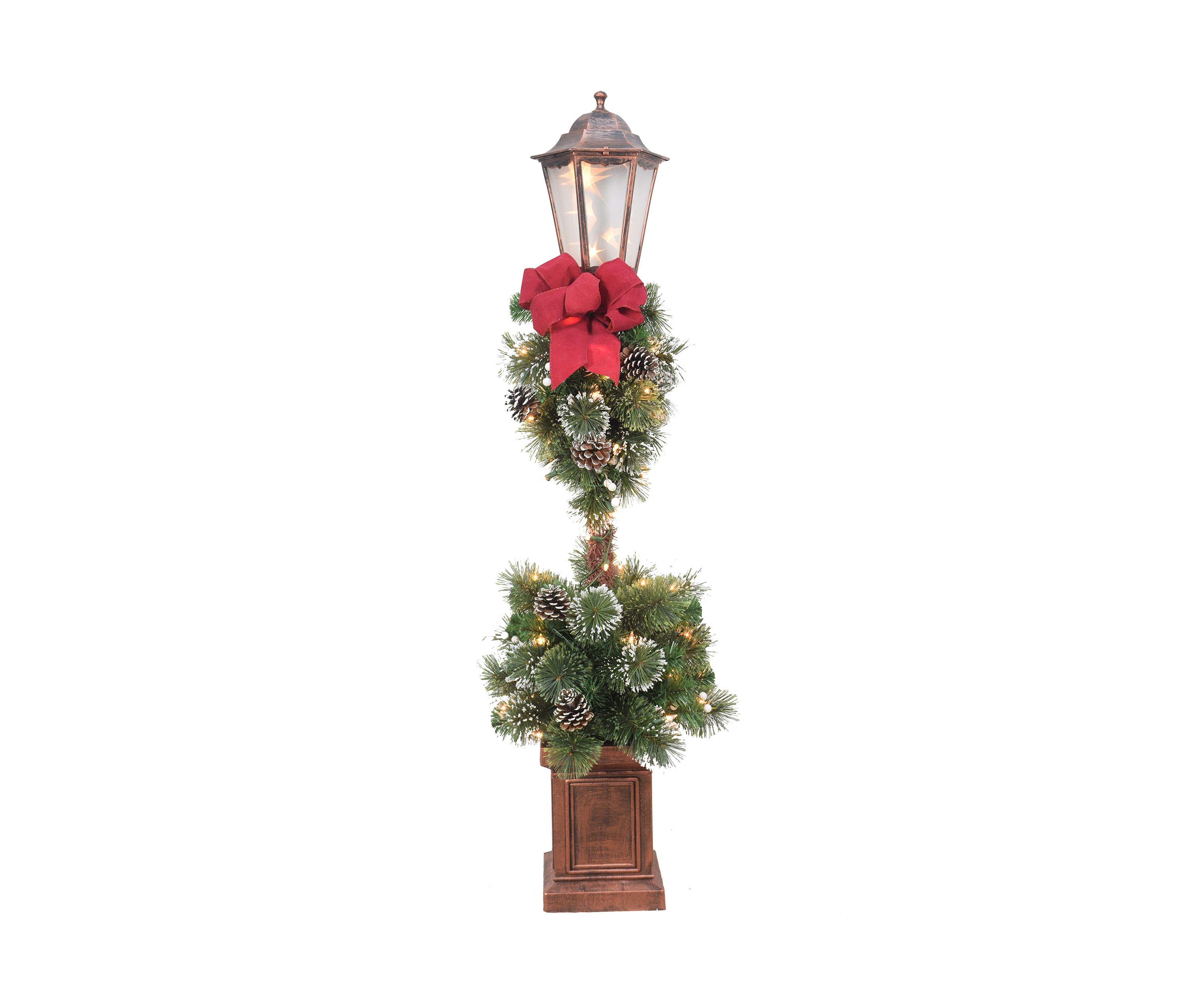 4 Foot Lamp Post with Big Red Bow