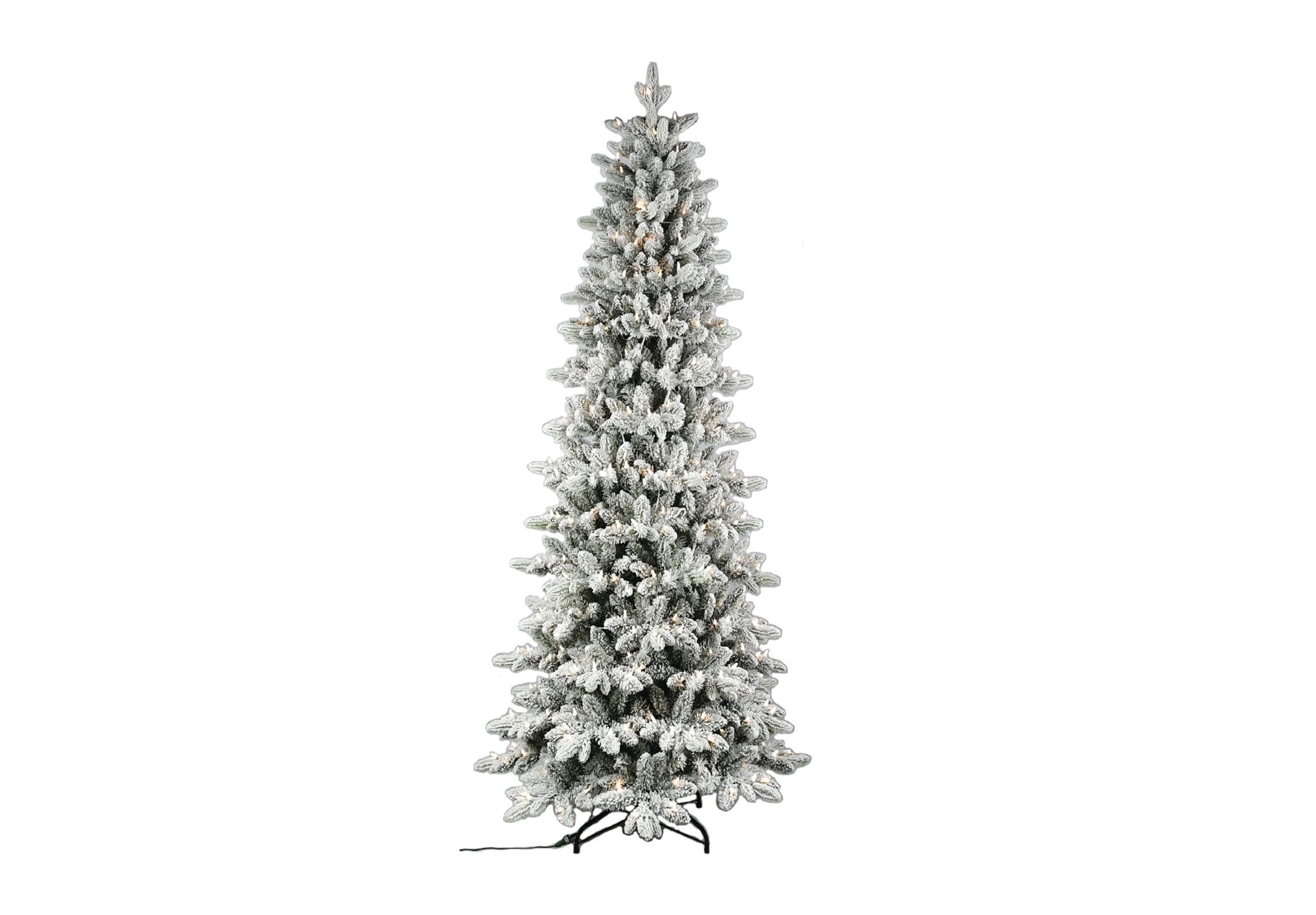 7.5 feet Prelit Flocked Tree, PE and PVC
