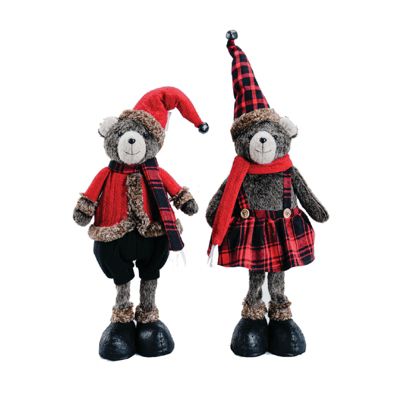 19 inch Buffalo Plaid Bears, Set of 2