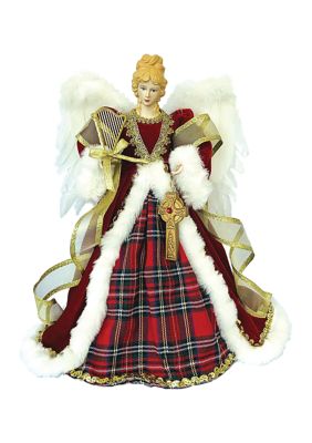 16 Inch Red Plaid Angel Tree Topper