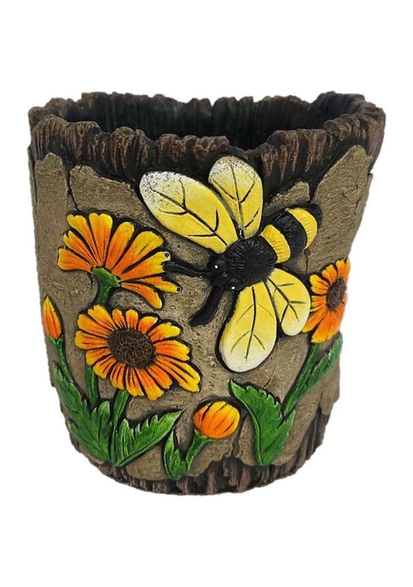 6" Cement Daisy Planter