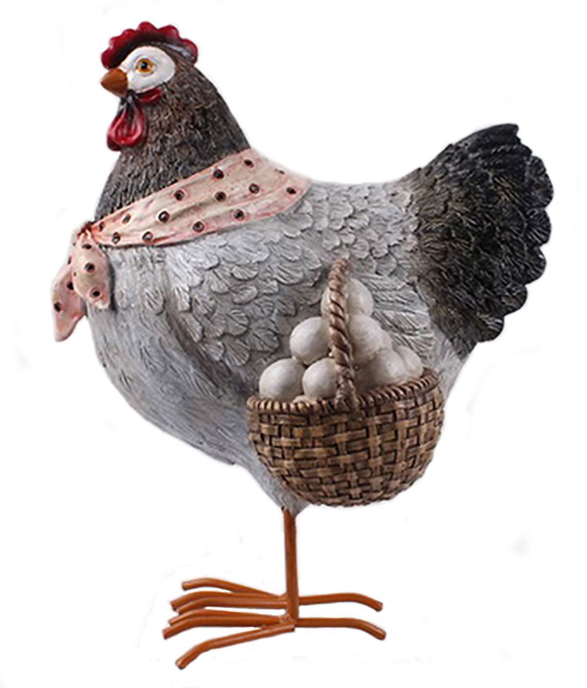 10" Resin Hen with Basket of Eggs