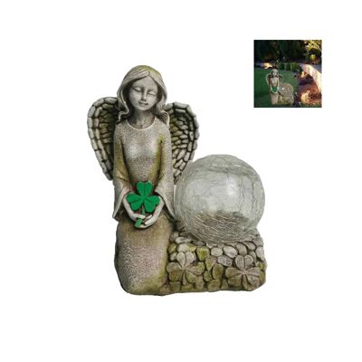 7 inch Solar Irish Angel with Glass Ball