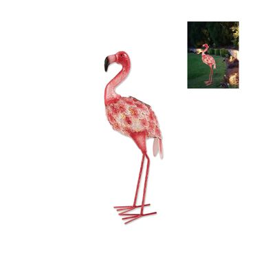 21 inch Solar Iron Flamingo