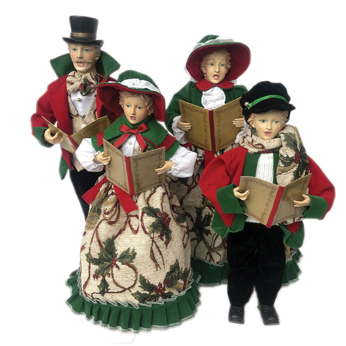 15-18" Holly Carolers, Set of 4