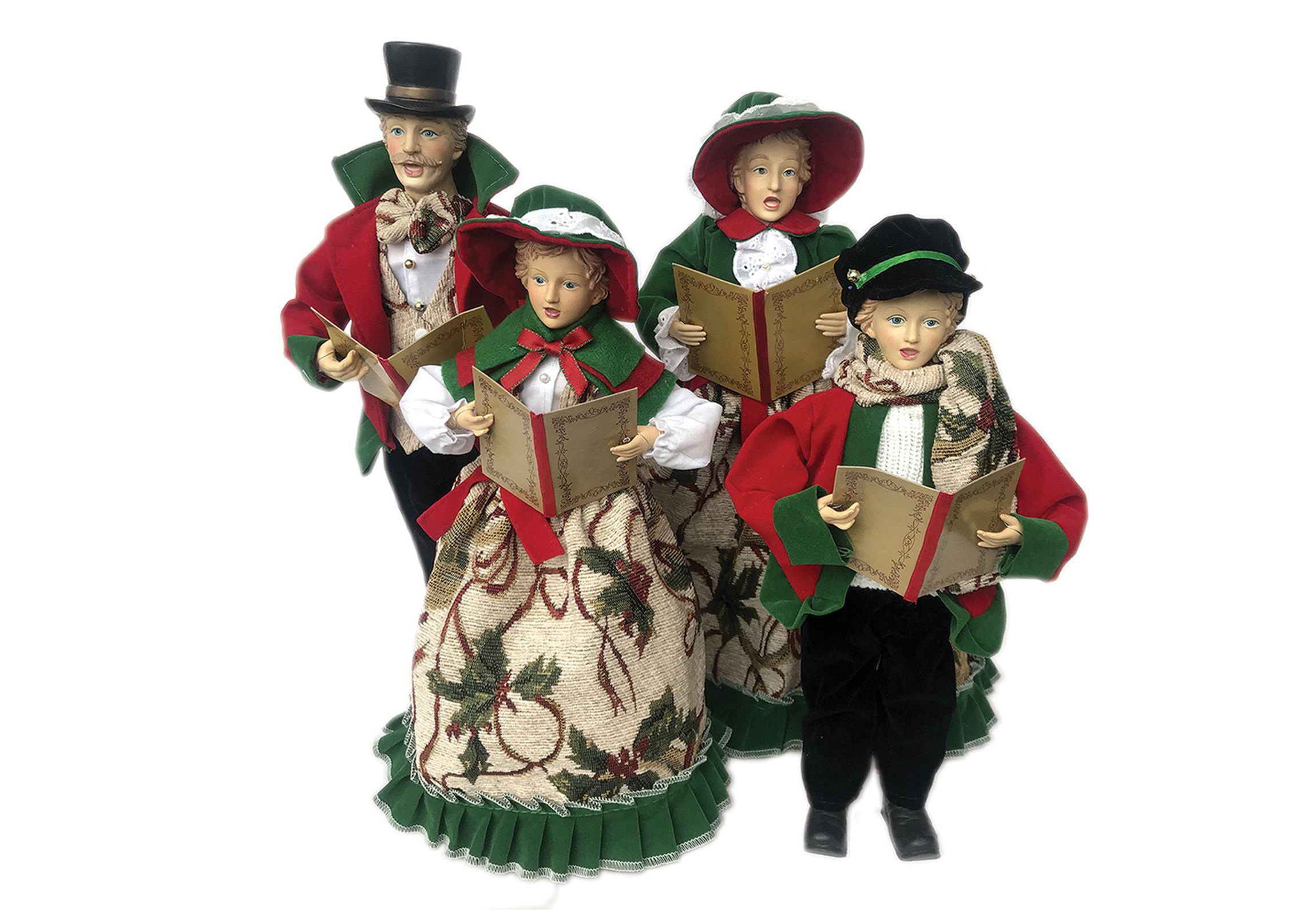 15-18" Holly Carolers, Set of 4