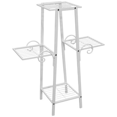 32 inch Iron Four Pot Plant Stand, Antique White