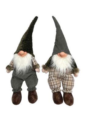 16 Inch Assorted Sitting Happy Gnomes - Set of 2 