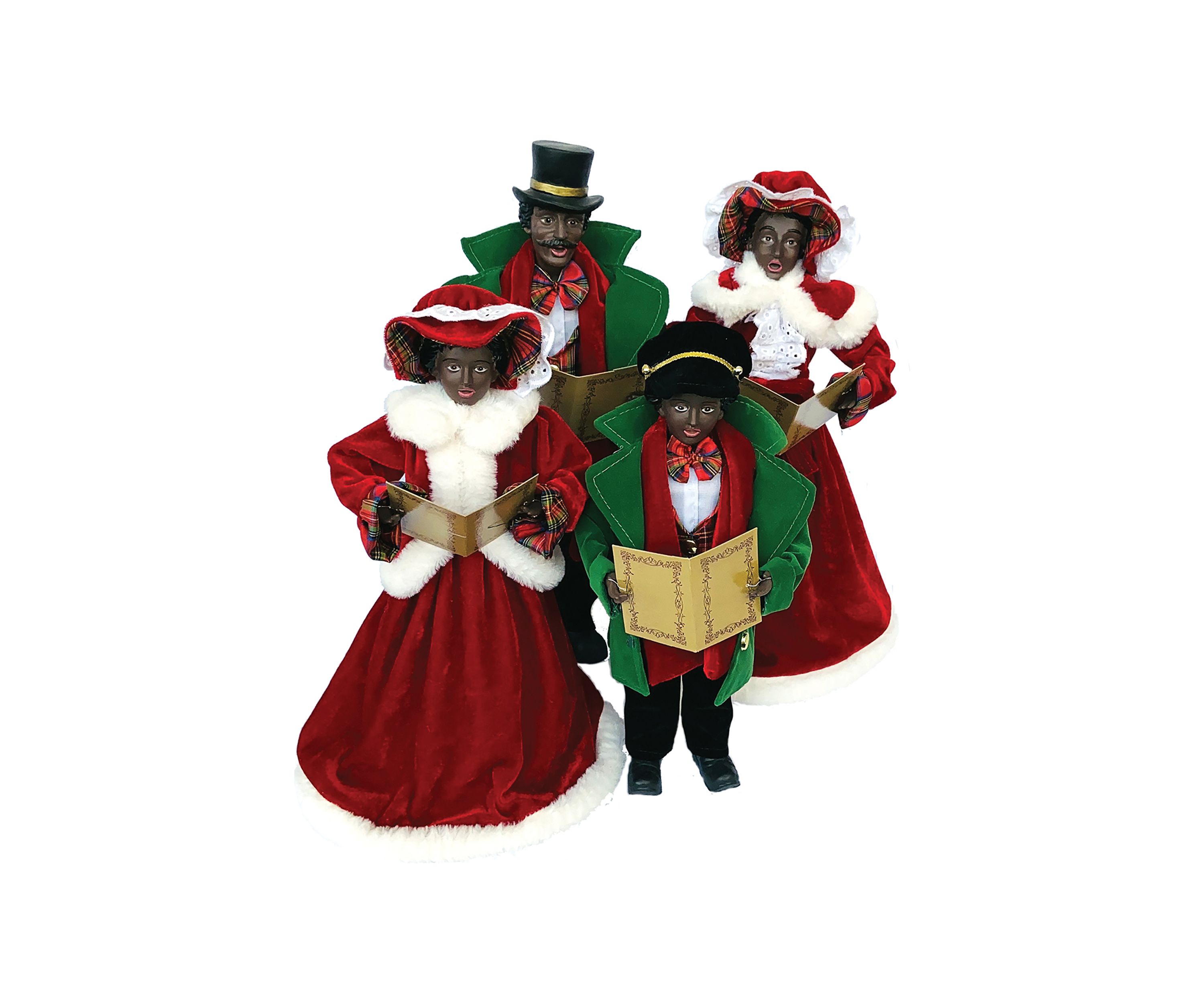 Set of 4 African American Christmas Carolers