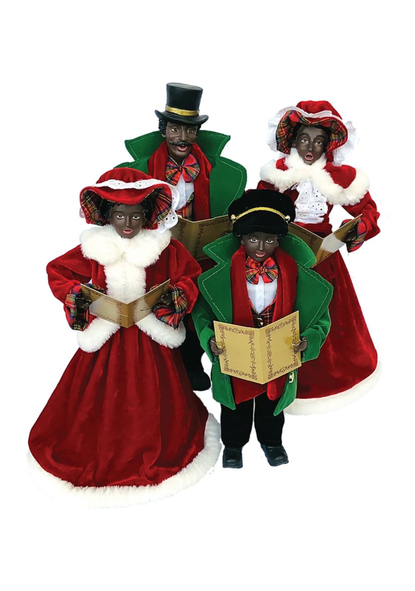 Set of 4 African American Christmas Carolers