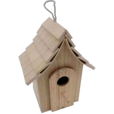 9" Cottage Bird House - Natural Wood