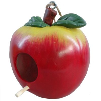 6.9" Resin Red Apple Bird House