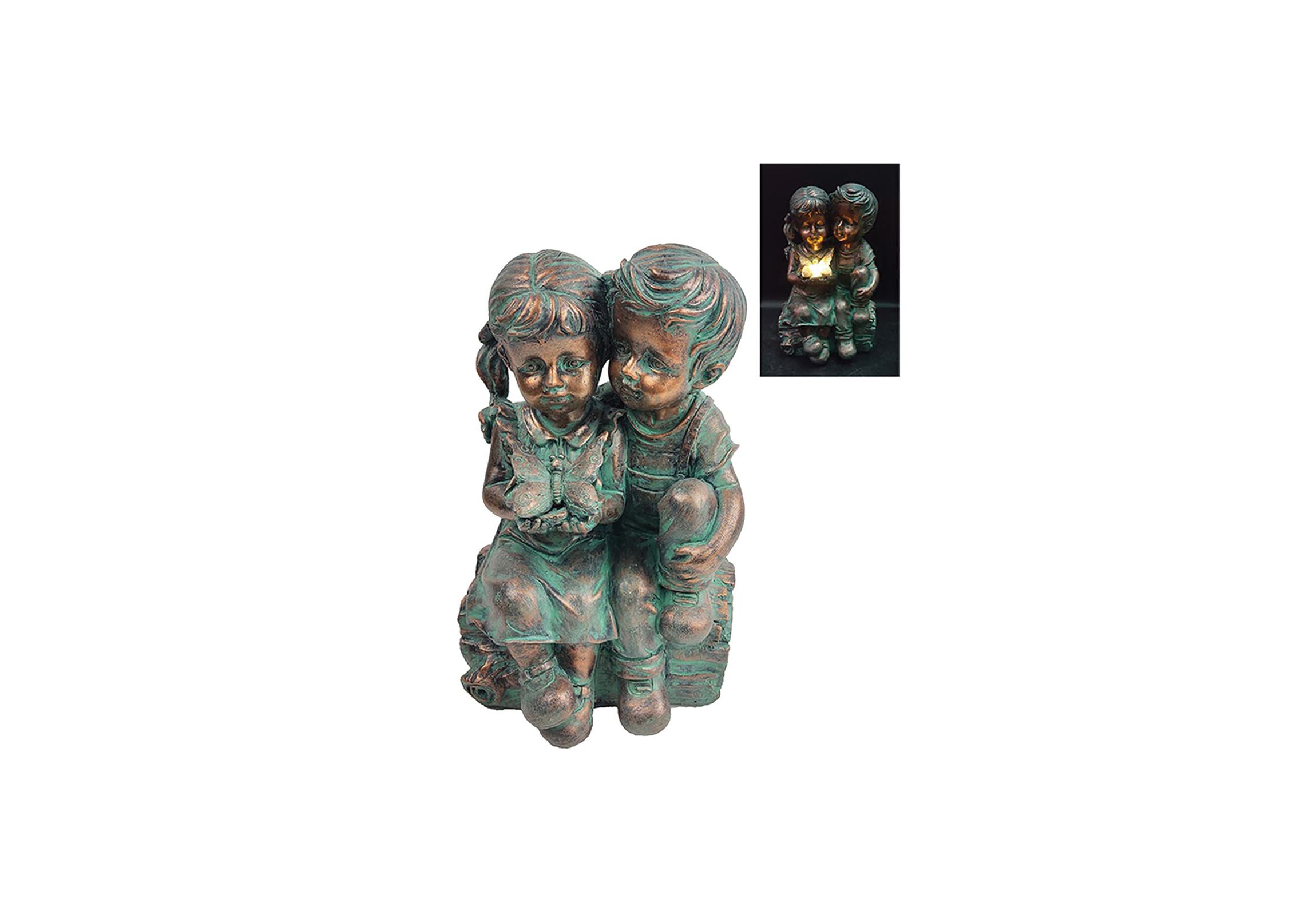 10.7 inch Solar Boy & Girl with Butterfly