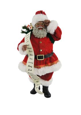 10 inch African American Traditional Santa with List