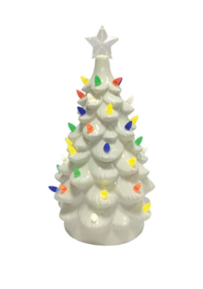 14 Inch LED White Ceramic Tree