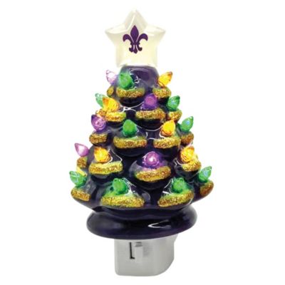 Santa's Workshop 7 Inch Mardi Gras Tree Nite Lite, Purple